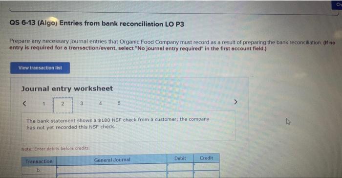 Food Company's Cash account shows a $6,100 debit balance and its bank