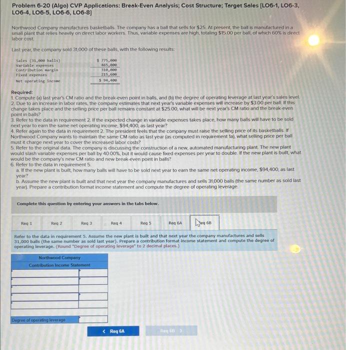 balls, with the following results: Required: 1. Compute (a) last year's CM