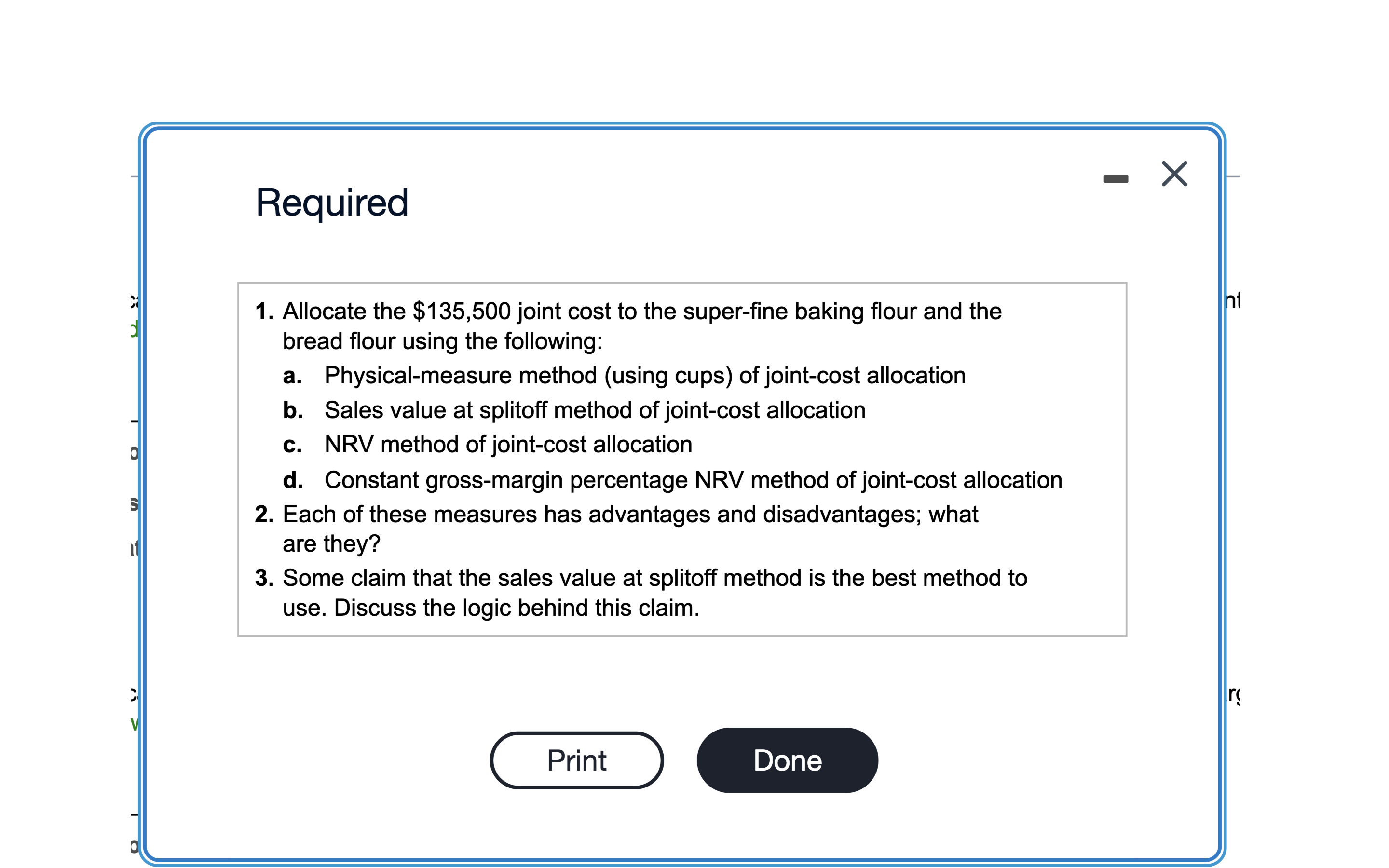 $87,500. NE spent another $48,000 on the special sifting process. The baking