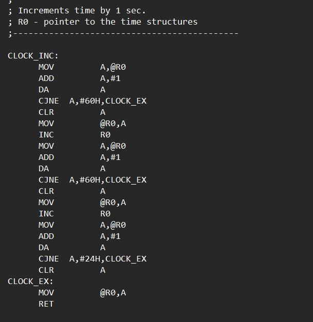 assembler language code for a led clock. You may use that as