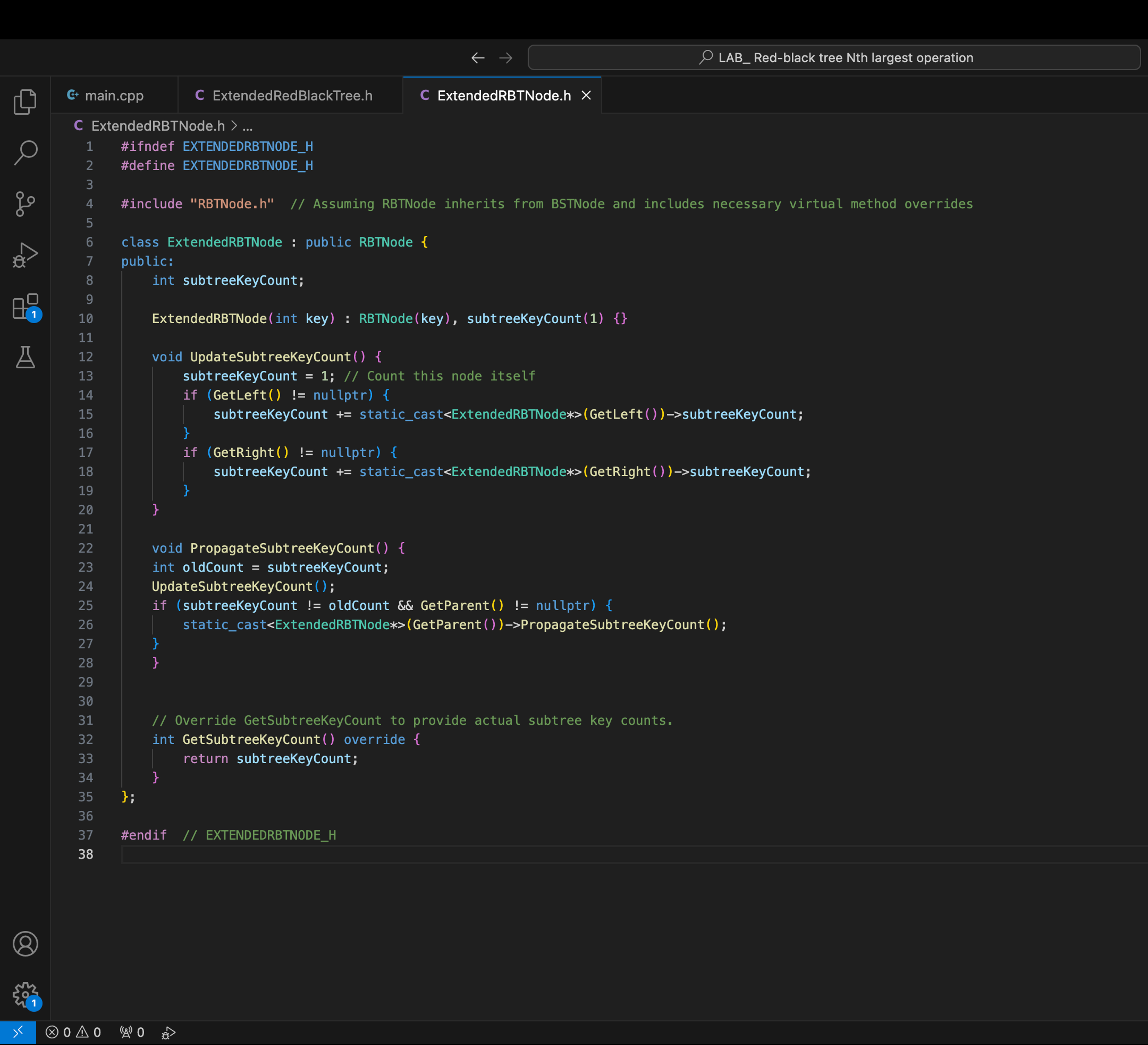  8.12 LAB: Red-black tree Nth largest operation Step 1: Inspect the