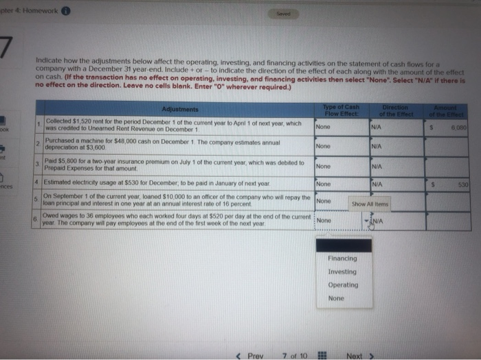  this is the only information given pter 4: Homework Indicate how