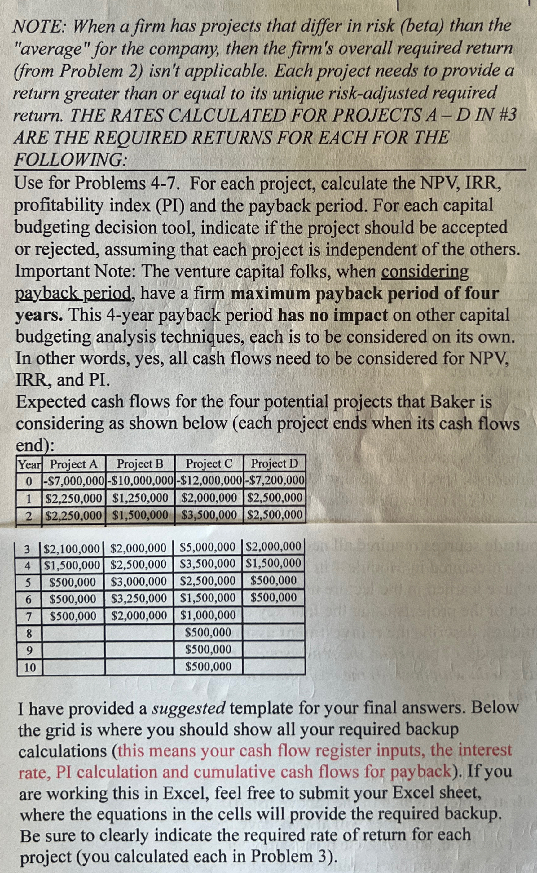  NOTE: When a firm has projects that differ in risk (beta)
