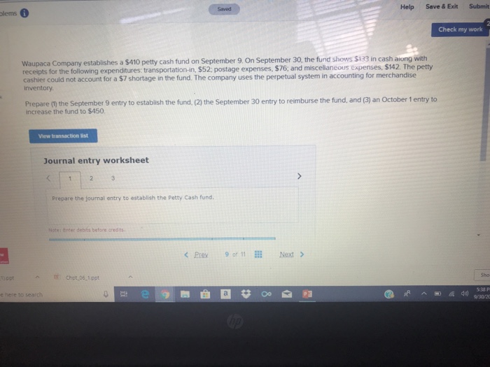  Saved Help Save & Exit Submit lems Check my work Waupaca