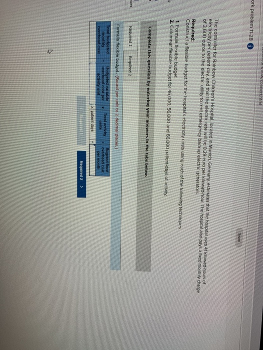  work problem 11-28 The controller for Rainbow Children's Hospital located in