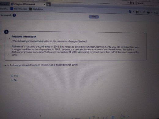  e Chapter 4 Homework Piceline.com ripAdvisor Homework Required information The following