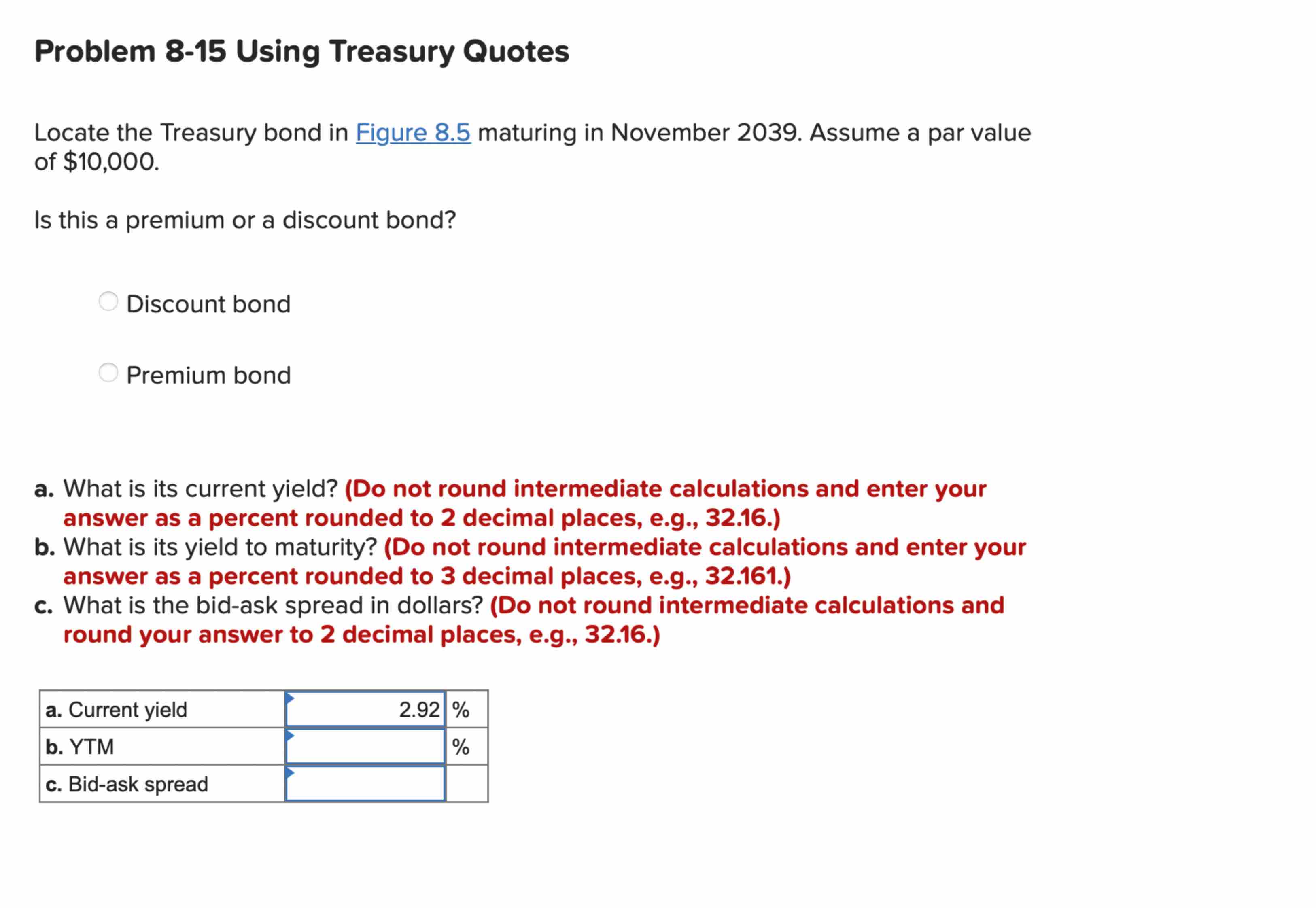  Problem 8-15 Using Treasury Quotes Locate the Treasury bond in Figure