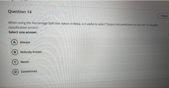  When using the Percentage Split test option in Weka, is it