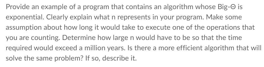  Provide an example of a program that contains an algorithm whose