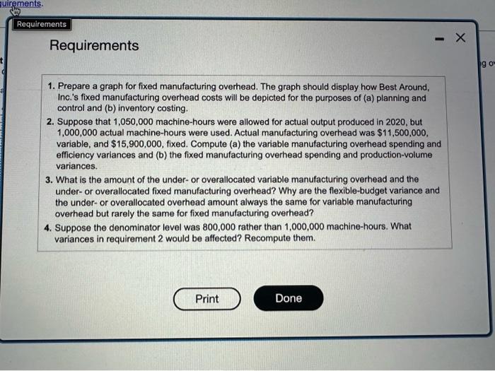 costs will be depicted for the purposes of (a) planning and control