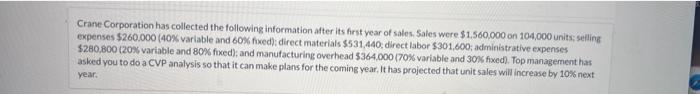 projected year, and (2) the fixed costs for the current year. (Assume
