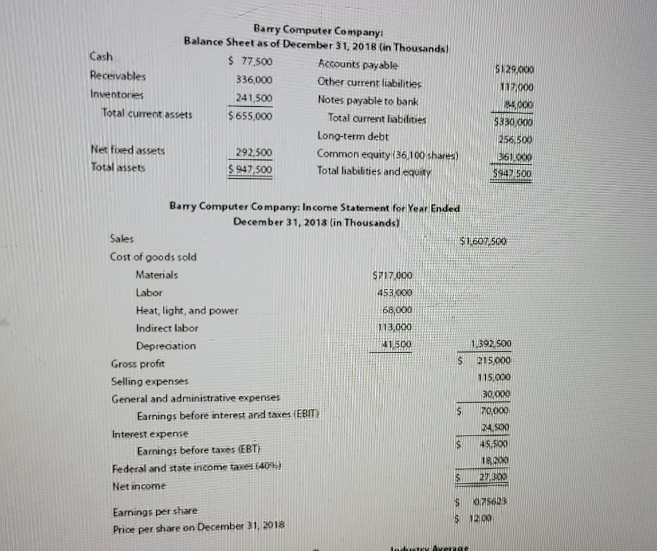averages follow. The firm's debt is priced at par, so the market