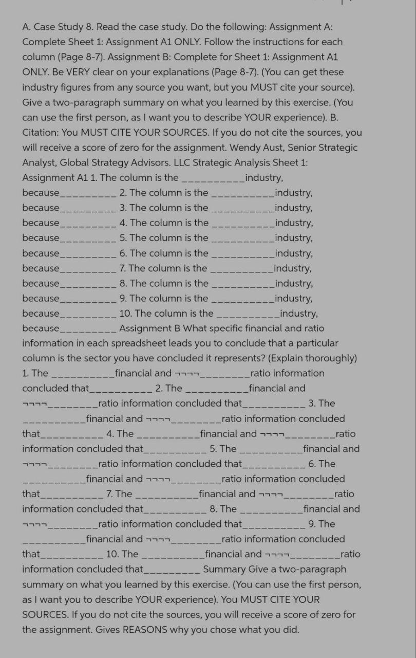  A. Case Study 8. Read the case study. Do the following: