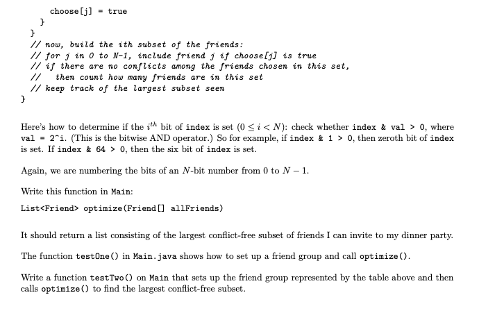 public class Friend { String name; List conflicts; public Friend(String name) {