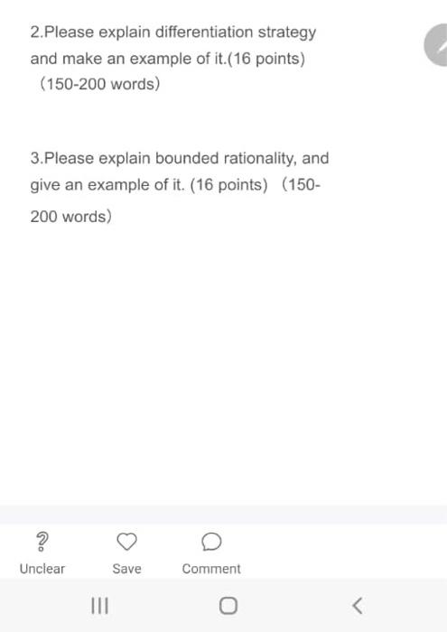 pls answer this two questions 2.Please explain differentiation strategy and make an