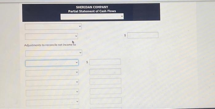 Partial Statement of Cash Flows $ Adjustments to reconcile net income to