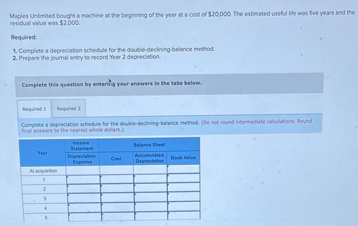 help with this question please asap Maples Unlimited bought a machine at