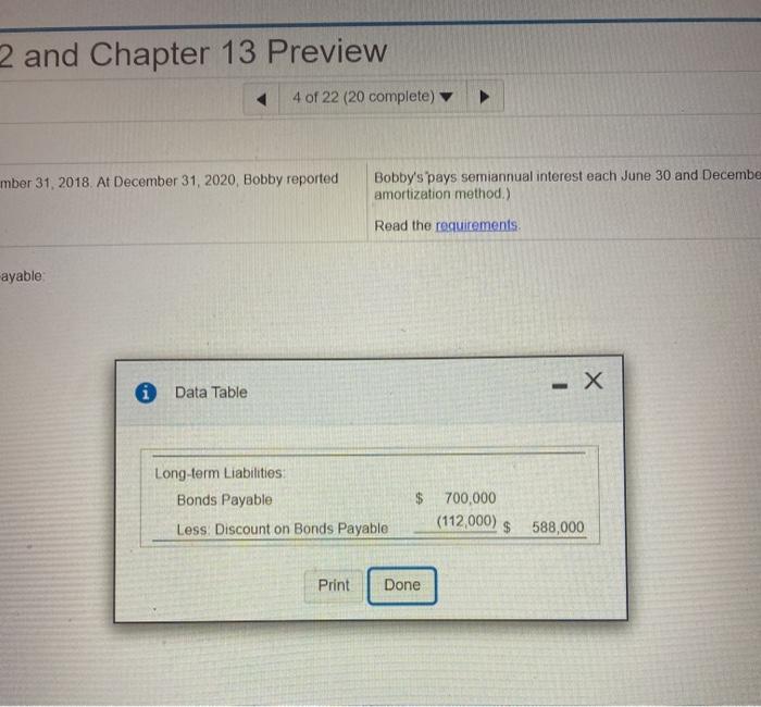 complete) mber 31, 2018 At December 31, 2020, Bobby reported Bobby's pays