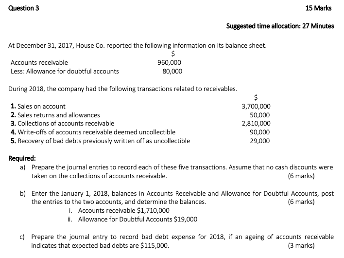 Question 3 15 Marks Suggested time allocation: 27 Minutes At December