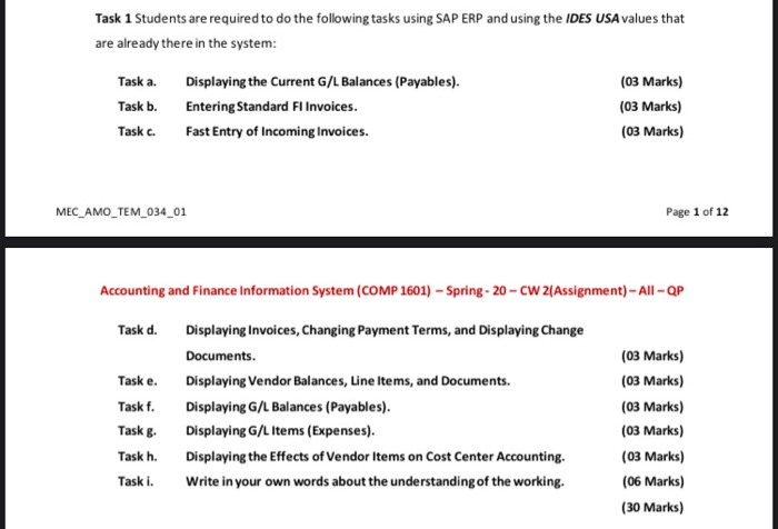  Task 1 Students are required to do the following tasks using