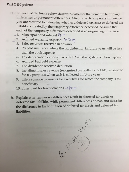  For each of the items below, determine whether the items are