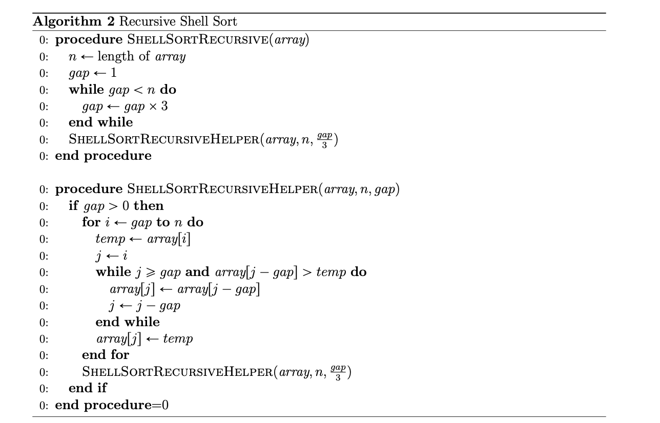  Prove the correctness of the RECURSIVE modified Shell Sort Algorithm using