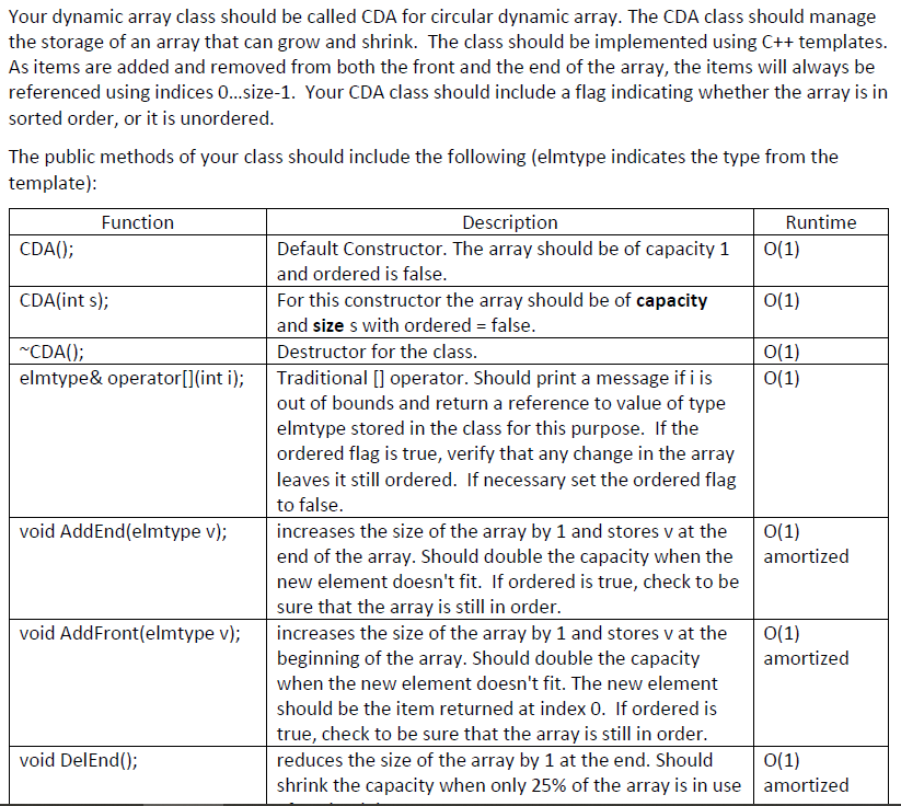  Using C++ to create a circular dynamic array Your dynamic array