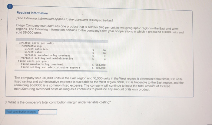  3. what is the companys total contribution margin under variable costing?