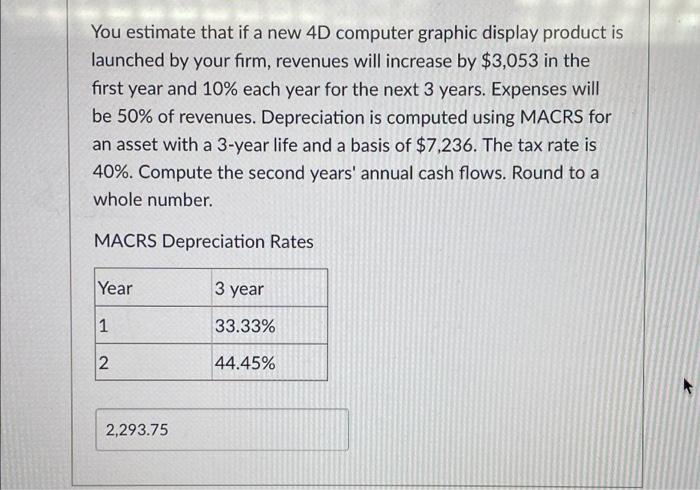  You estimate that if a new 4D computer graphic display product