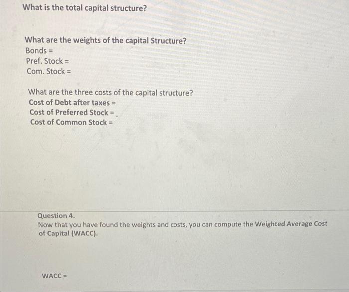 You are a member of the Sanchez Corporation finance department. The capital