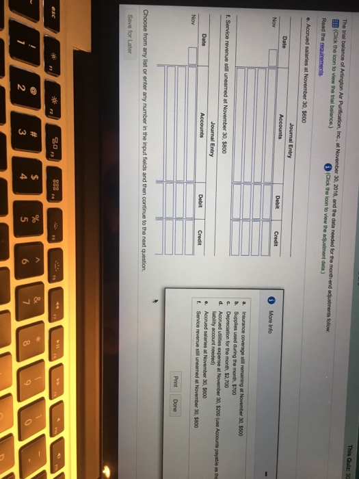 30, $800 Requirements 1. Journalize the adjusting entries. 2. The unadjusted balances