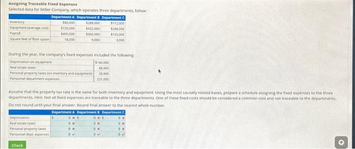 Company, which operates three departments, follow: During the year, the comparys ftxed