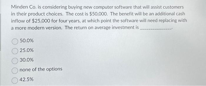  Minden Co. is considering buying new computer software that will assist