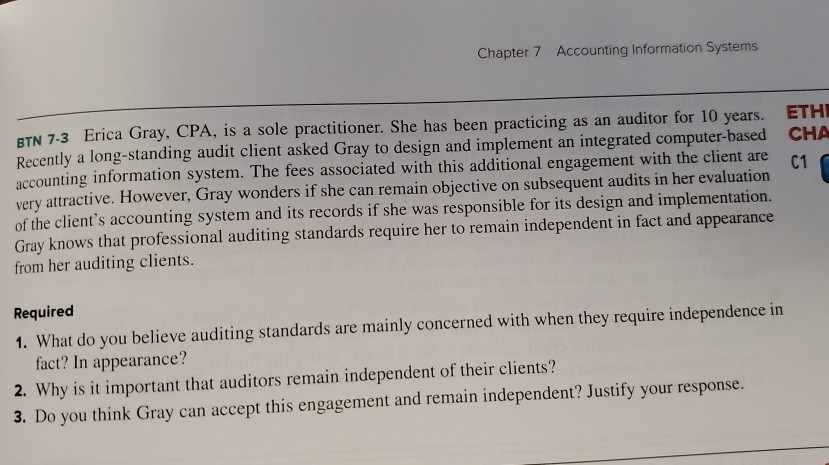 Chapter 7 Accounting Information Systems ETH CH BTN 7-3 Erica Gray,