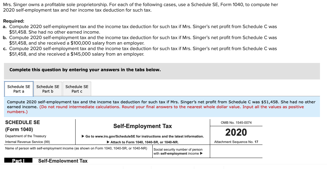 Please help me solve required A Mrs. Singer owns a profitable sole