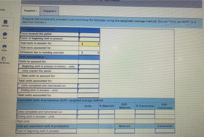 its weighted average process costing system. The Work in Process Inventory account