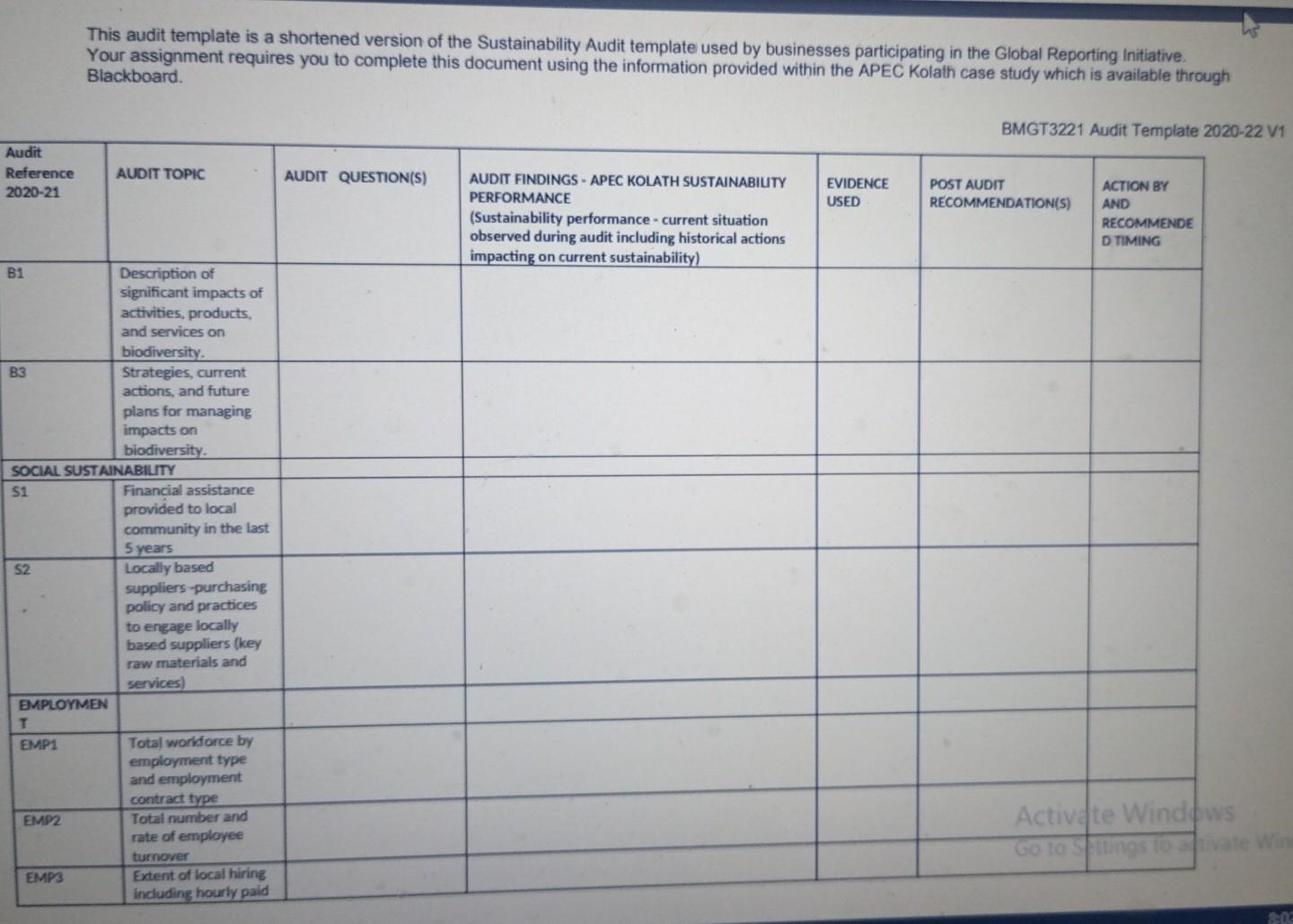 presented as a management report. It should comprise the following: 1. An