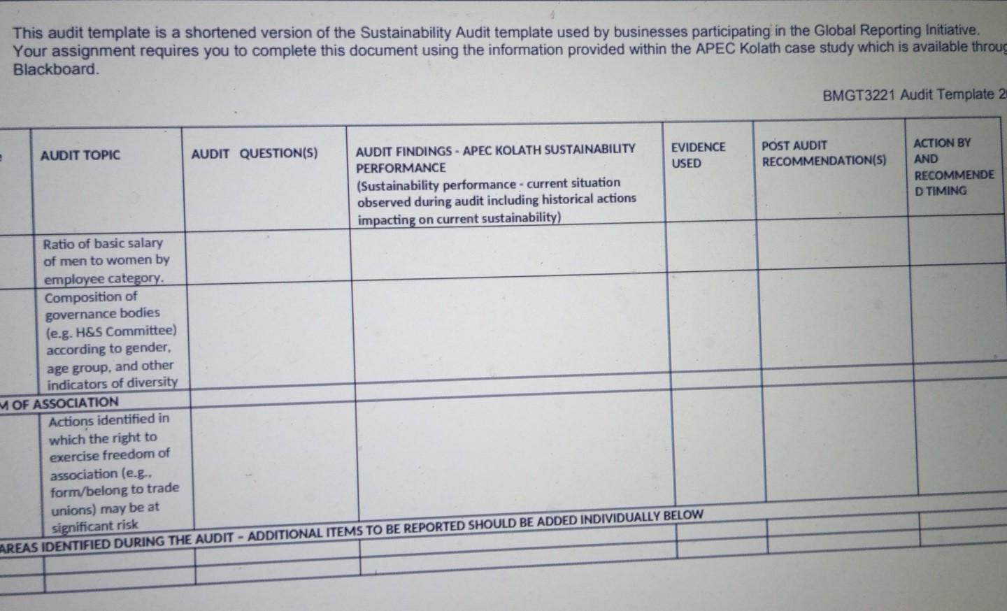 the impact of the environmental and social issues and opportunities found. This