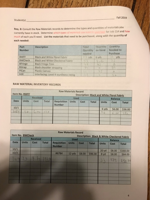 for each Individual bag produced, assuming one bag is produced at a