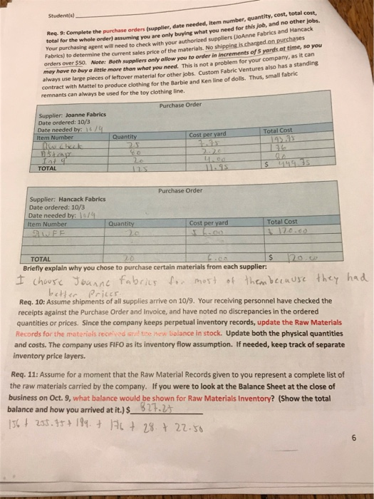 sewn and ironed individually, no sewing and ironing labor efficiencies can be