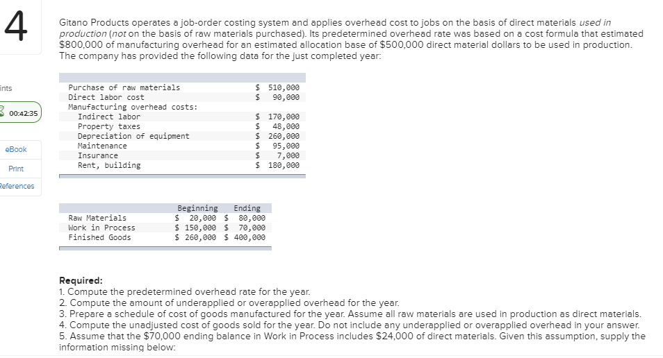 This is a 5 part question please answer all 5 parts Gitano