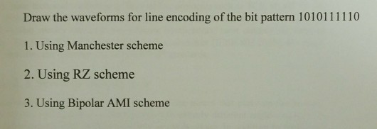 Draw the waveforms for line encoding of the bit pattern 1010111110