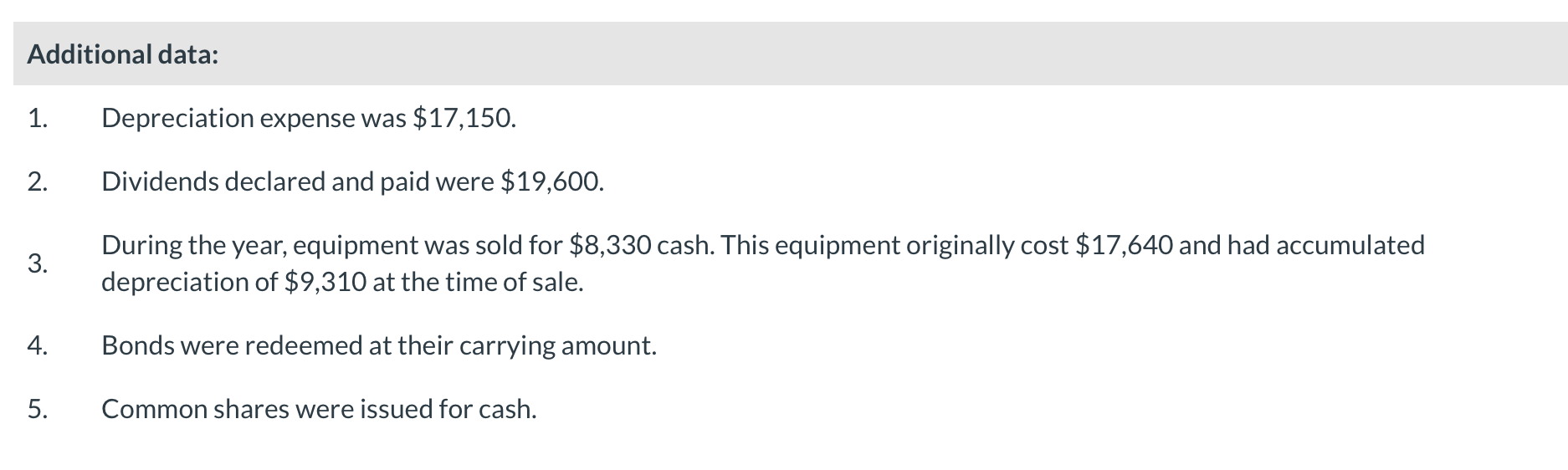 cash. This equipment originally cost $17,640 and had accumulated depreciation of $9,310