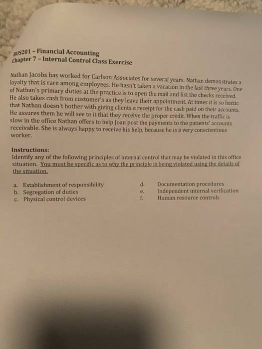  Please help me answer GUS201- Financial Accounting ter 7 - Internal