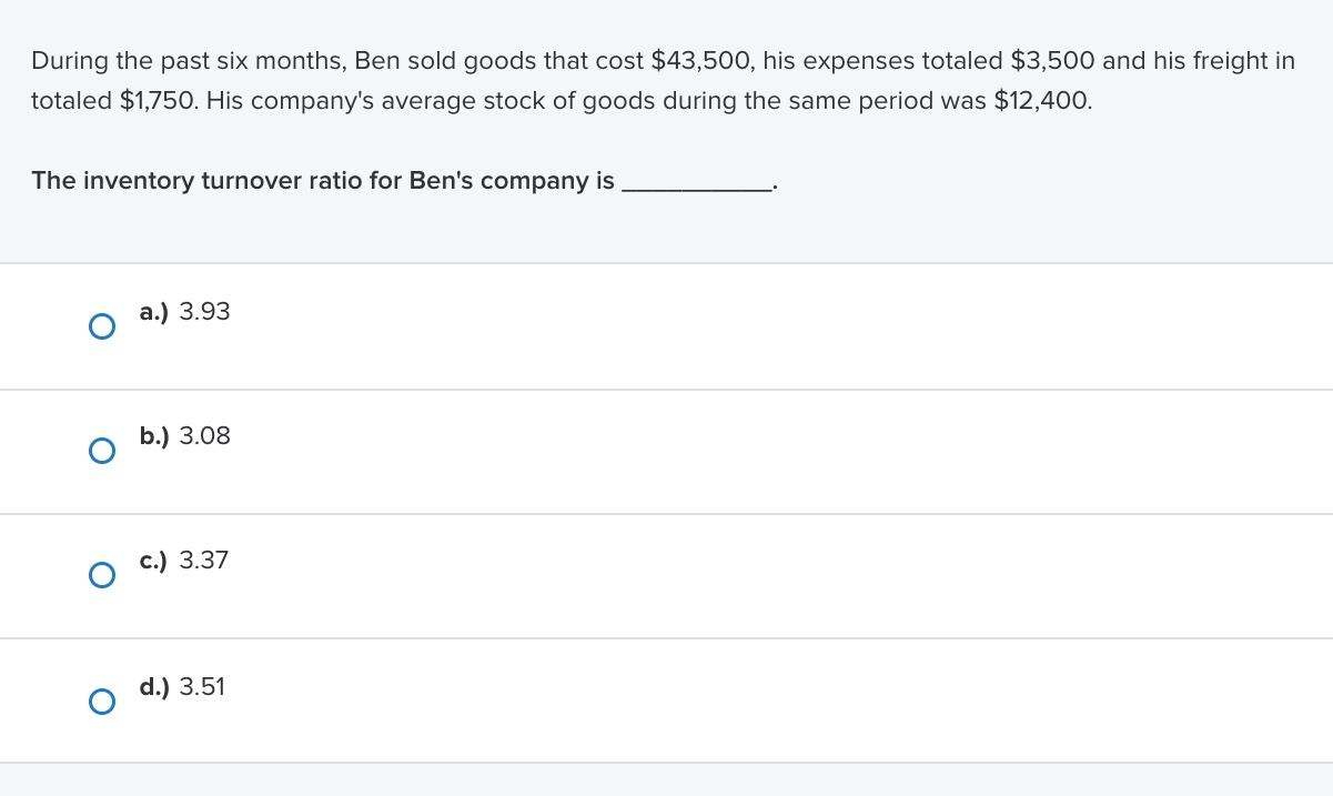 $30 Cost of Goods Sold: $154 c.) Units on Hand: $24 Cost