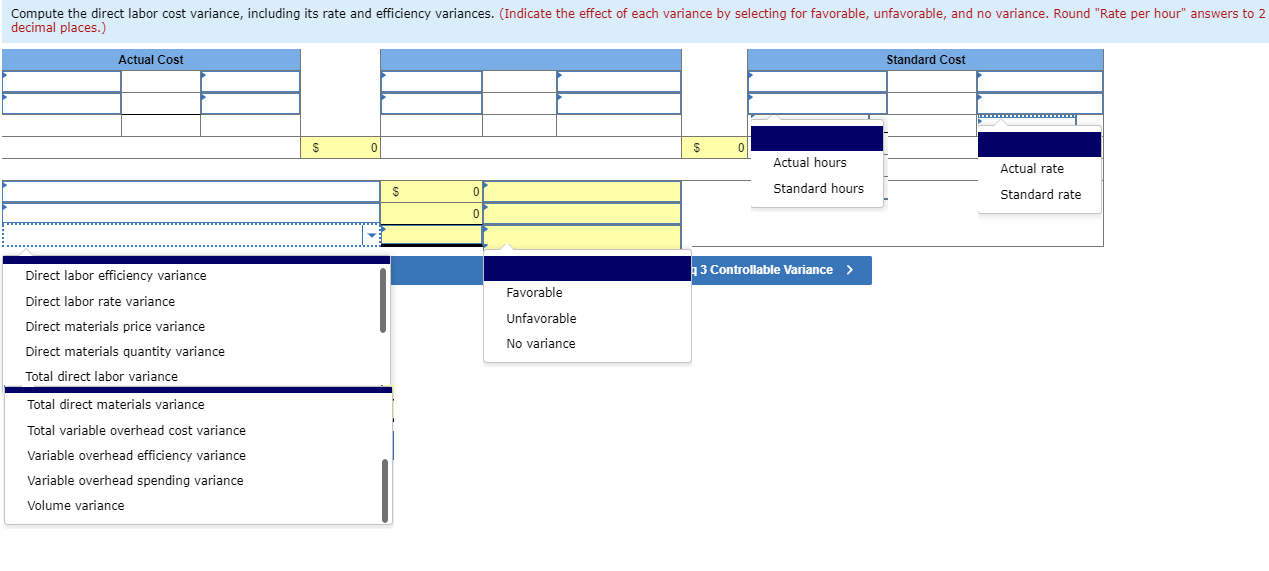 the following standard unit costs for its single product. Direct materials (30