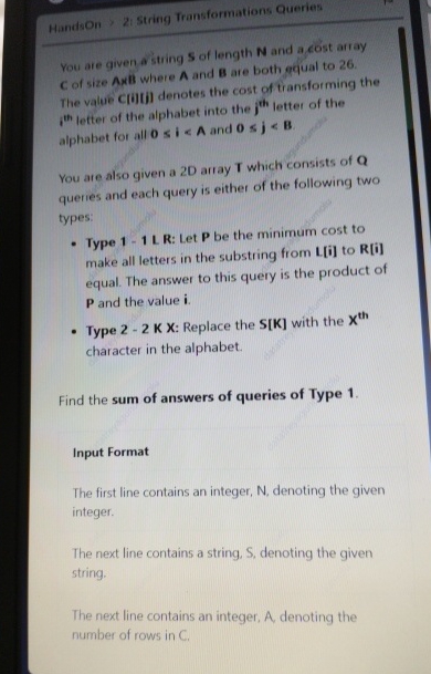  Handson 2i String Transformations Queries You are given a string S