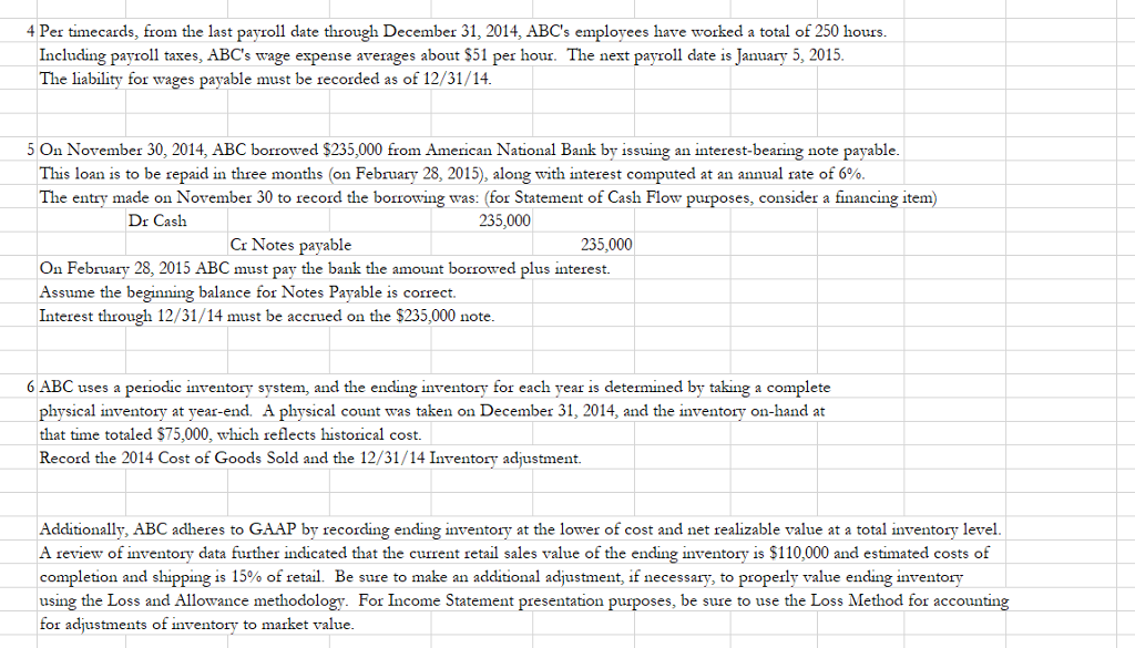 and a list of needed adjustments. Make all 16 adjustments to the