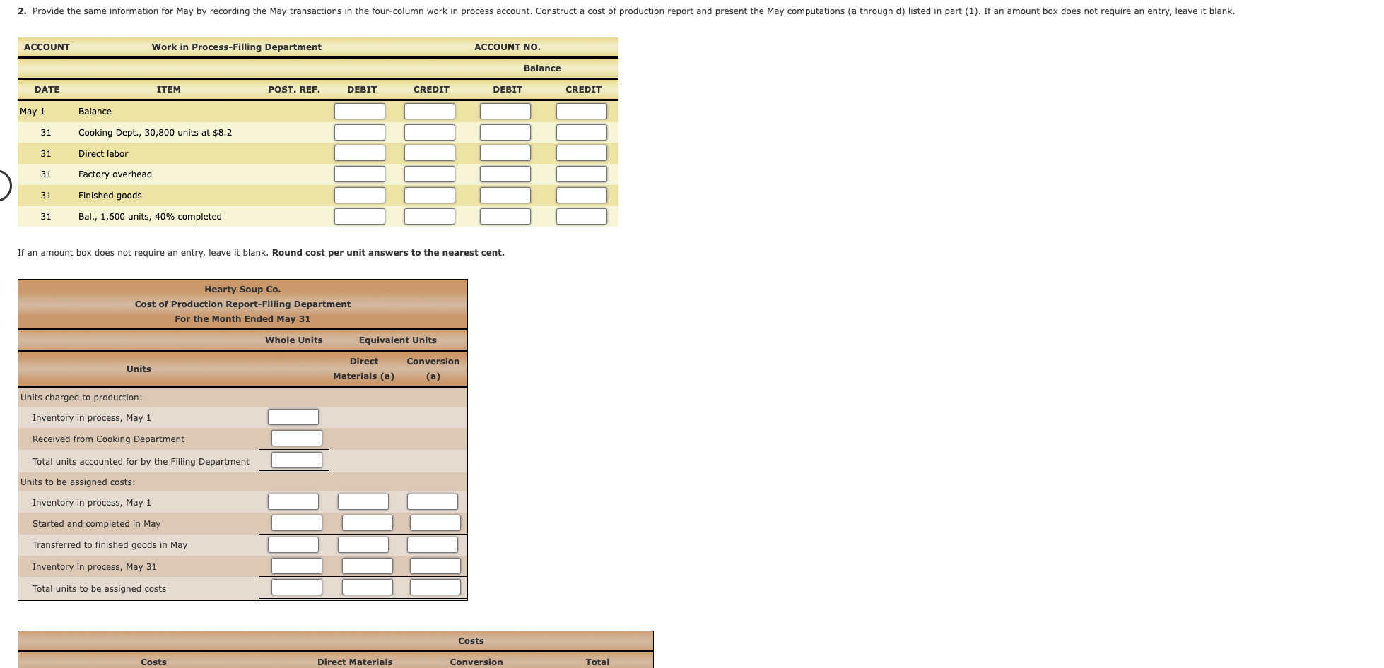 costs of processing soup, which requires the cooking and filling processes. Materials