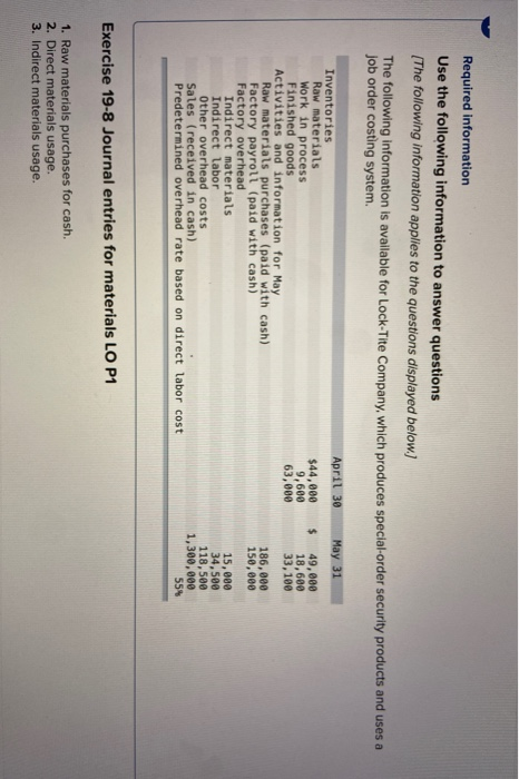 security products and uses a job order costing system. April 30 May